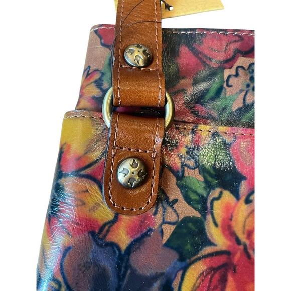 NWT PATRICIA NASH Stipes Sling Summer Drawing Leather Crossbody Bag Floral - Picture 6 of 8